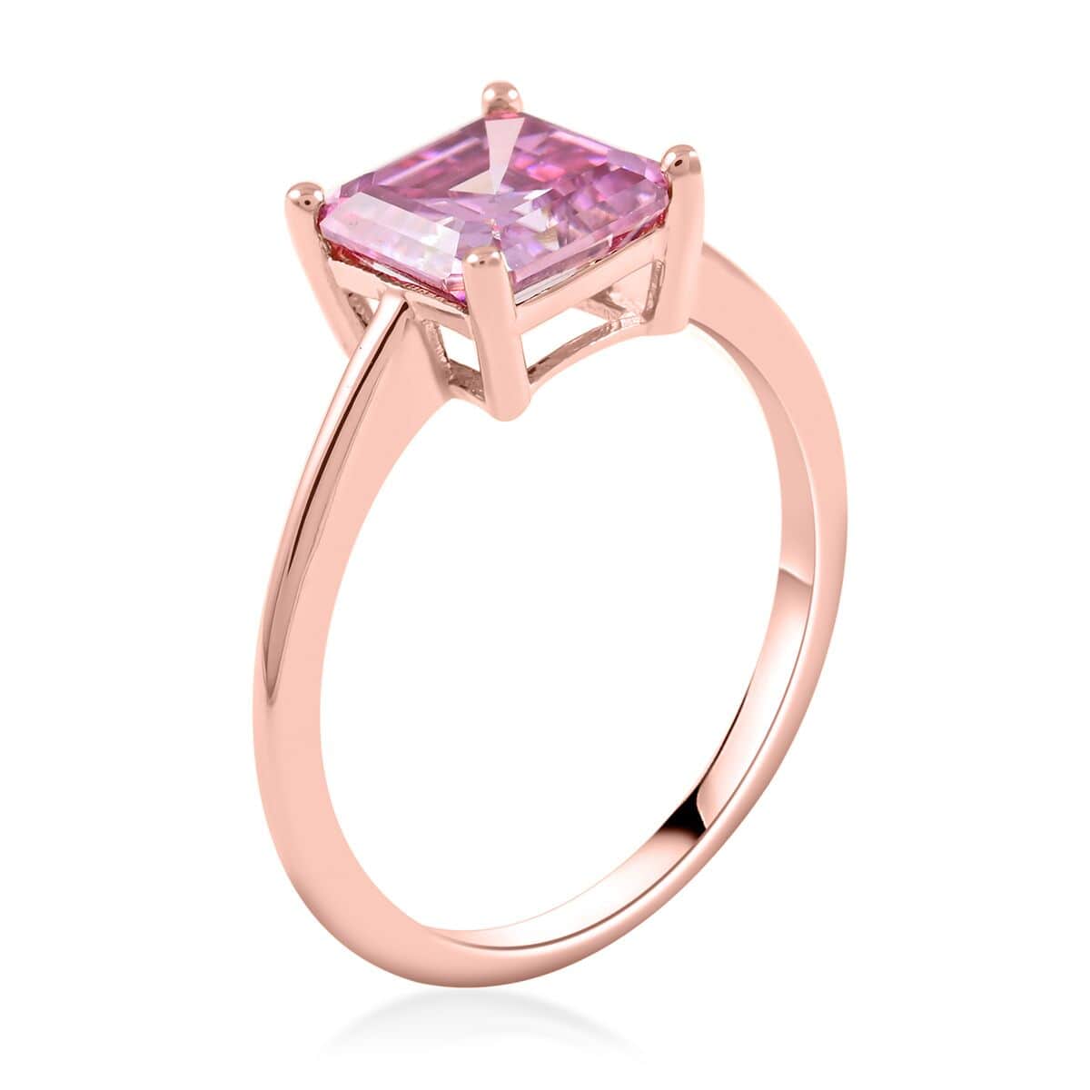 LUXORO 10K Rose Gold Asscher-Cut Pink Moissanite Solitaire Ring (Size 7.0) with Teddy Bear Packaging 2.50 ctw image number 4