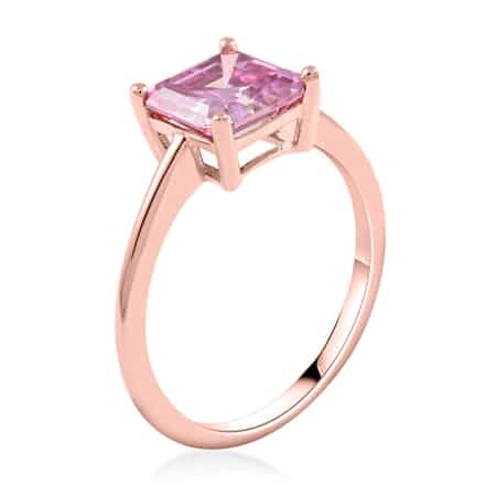 Luxoro 10K Rose Gold Asscher-Cut Pink Moissanite Solitaire Ring (Size 8.0) with Teddy Bear Packaging 2.50 ctw image number 4