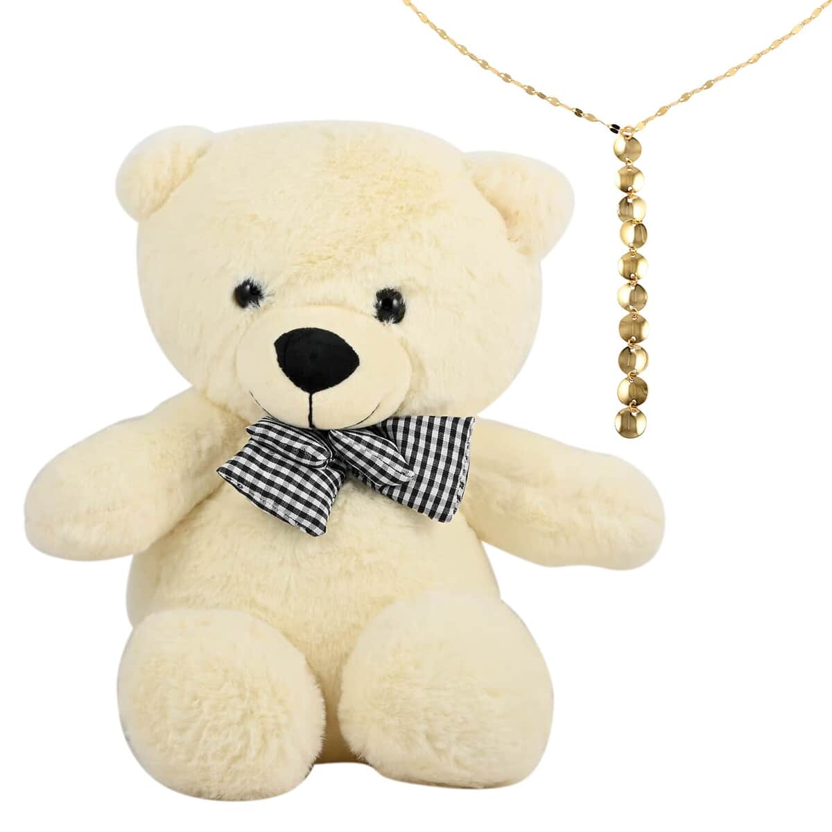 Maestro Gold Collection Italian 10K Yellow Gold Concave Reflection Drop Necklace (18-20 Inches) (1.30 g) with Teddy Bear Packaging image number 0