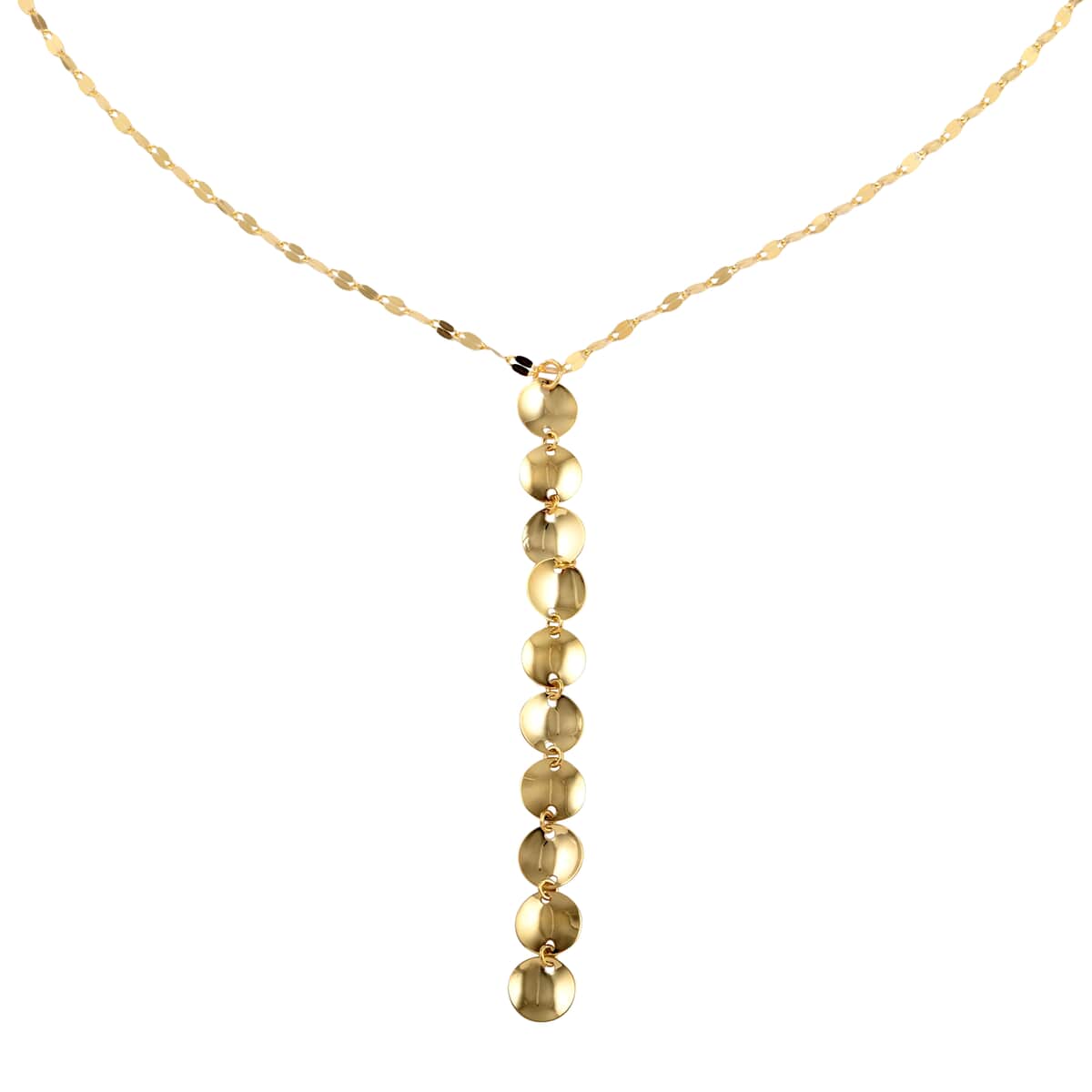Maestro Gold Collection Italian 10K Yellow Gold Concave Reflection Drop Necklace (18-20 Inches) (1.30 g) with Teddy Bear Packaging image number 2