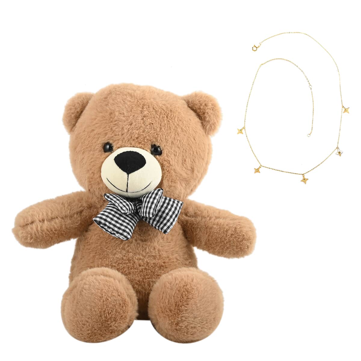 Maestro Gold Collection Italian 10K Yellow Gold Stars Necklace (18-20 Inches) (1.20 g) with Teddy Bear Packaging image number 0