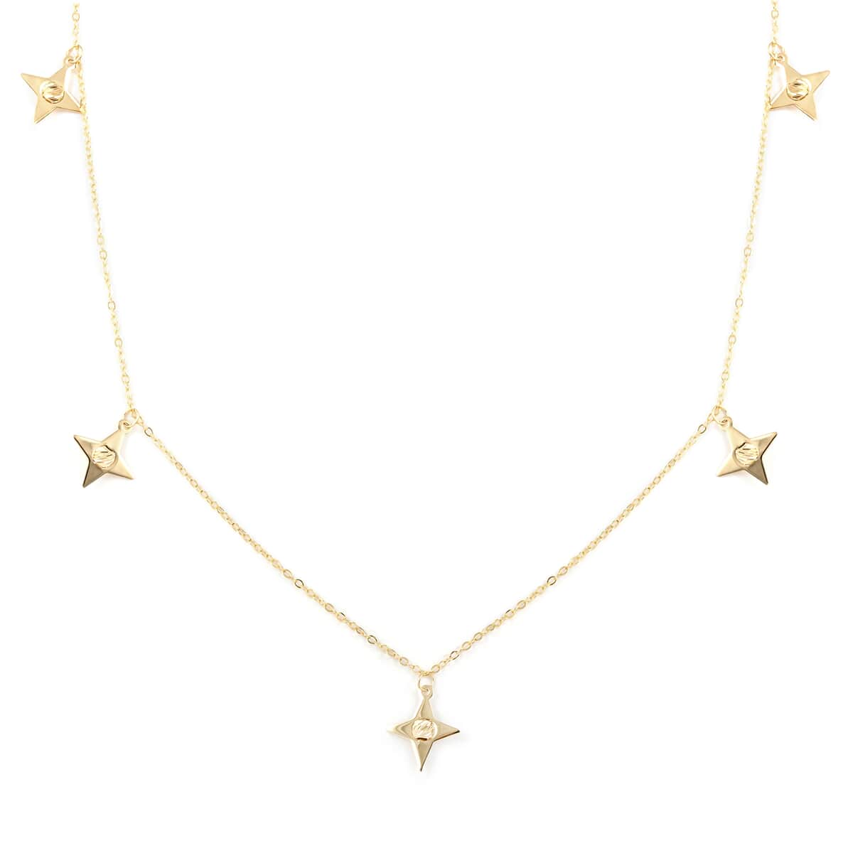 Maestro Gold Collection Italian 10K Yellow Gold Stars Necklace (18-20 Inches) (1.20 g) with Teddy Bear Packaging image number 2