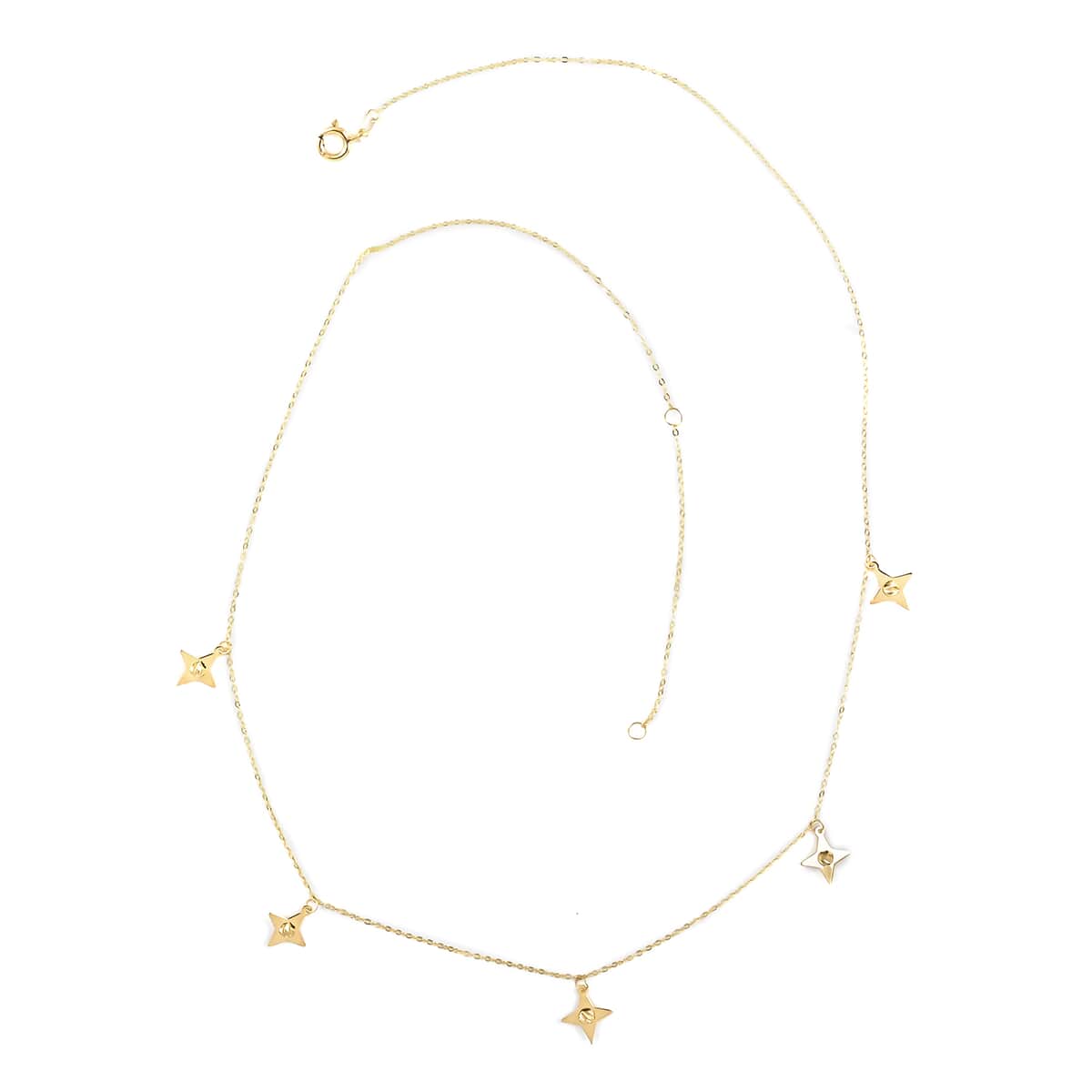 Maestro Gold Collection Italian 10K Yellow Gold Stars Necklace (18-20 Inches) (1.20 g) with Teddy Bear Packaging image number 3