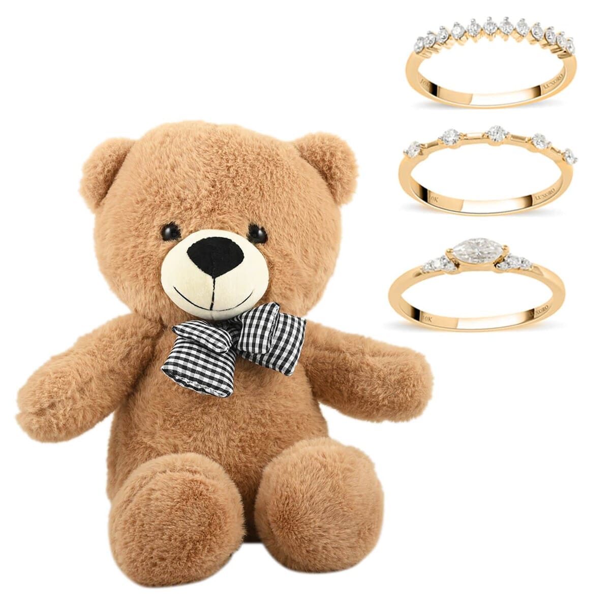 LUXORO 10K Yellow Gold Set of 3 Moissanite Stackable Ring 4.50 Grams with Teddy Bear Packaging 0.75 ctw image number 0