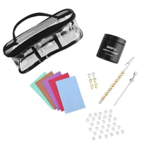 Jewelry Solutions Kit, Set of 26 (1 Bracelet Helper, 5 Cleaning Cloths, 15 Silicone & 3 Pairs Steel Anti-Droop Push Backs, 1 Magnetic Extender & 1 Cleaning Liquid), Jewelry Cleaning Solution, At Home Best Jewelry Cleaner