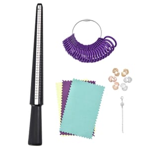 9 Piece Set - Ring Stick, Ring, Lock, Extend Chain, Lobster Clasp, Ear Nut, Clear Cloth in Stainless Steel