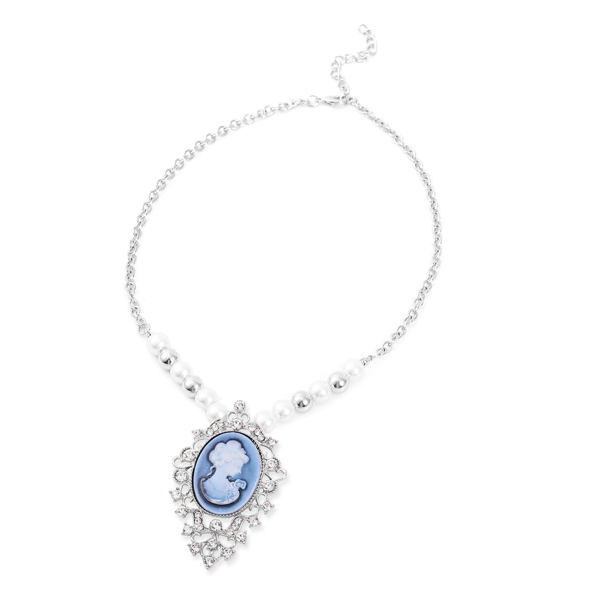 Buy Blue Cameo, Multi Gemstone Necklace (20-22 Inches) and