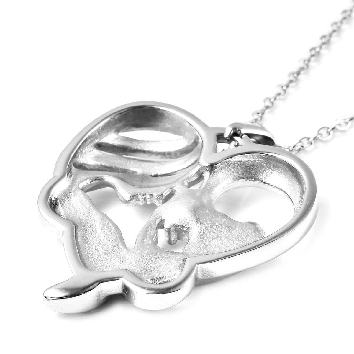 Austrian Crystal Mom and Child Pendant Necklace 20 Inches in Stainless Steel image number 4