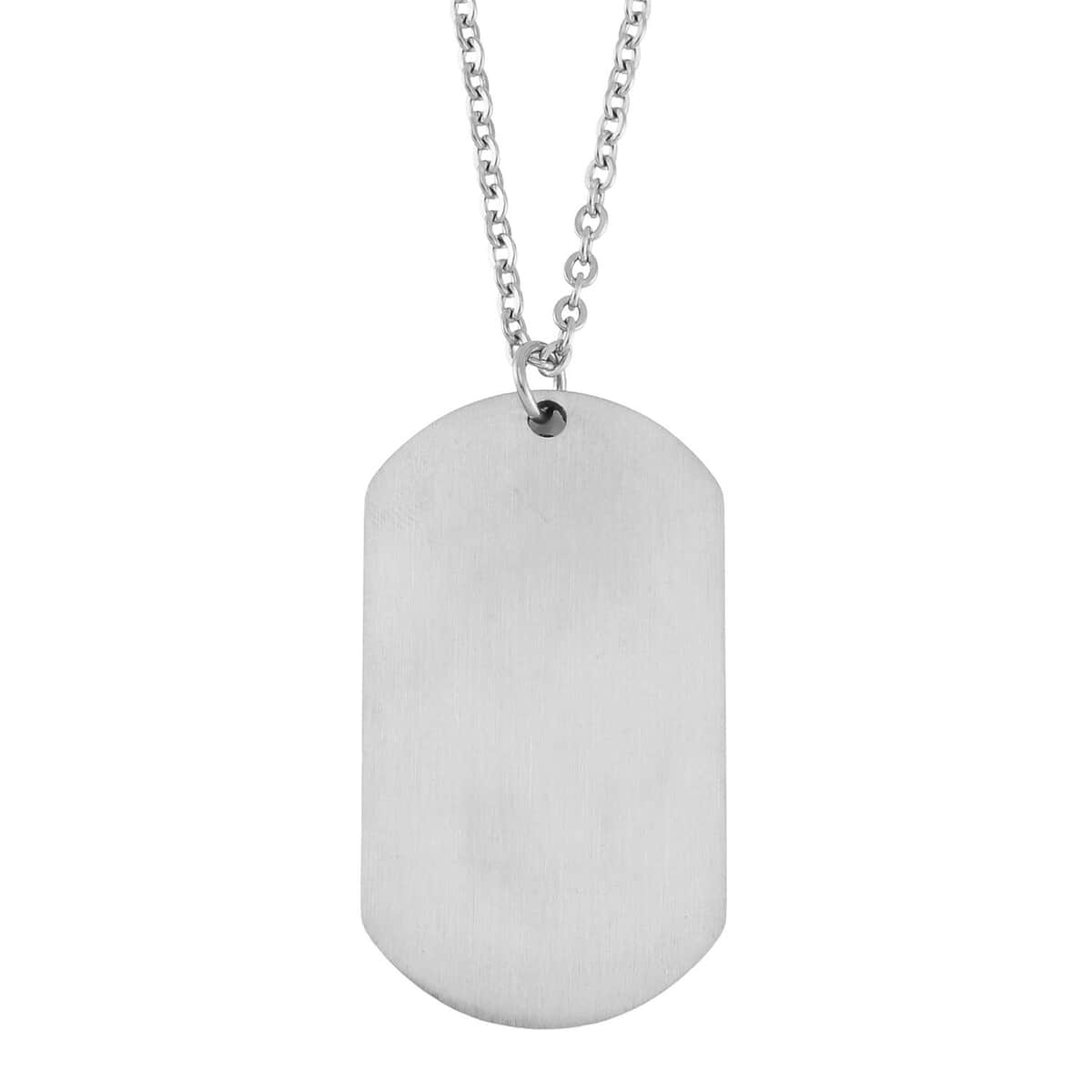 Texture Dog Tag Men's Bracelet (8in) and Pendant Necklace 24 Inches in Stainless Steel image number 3