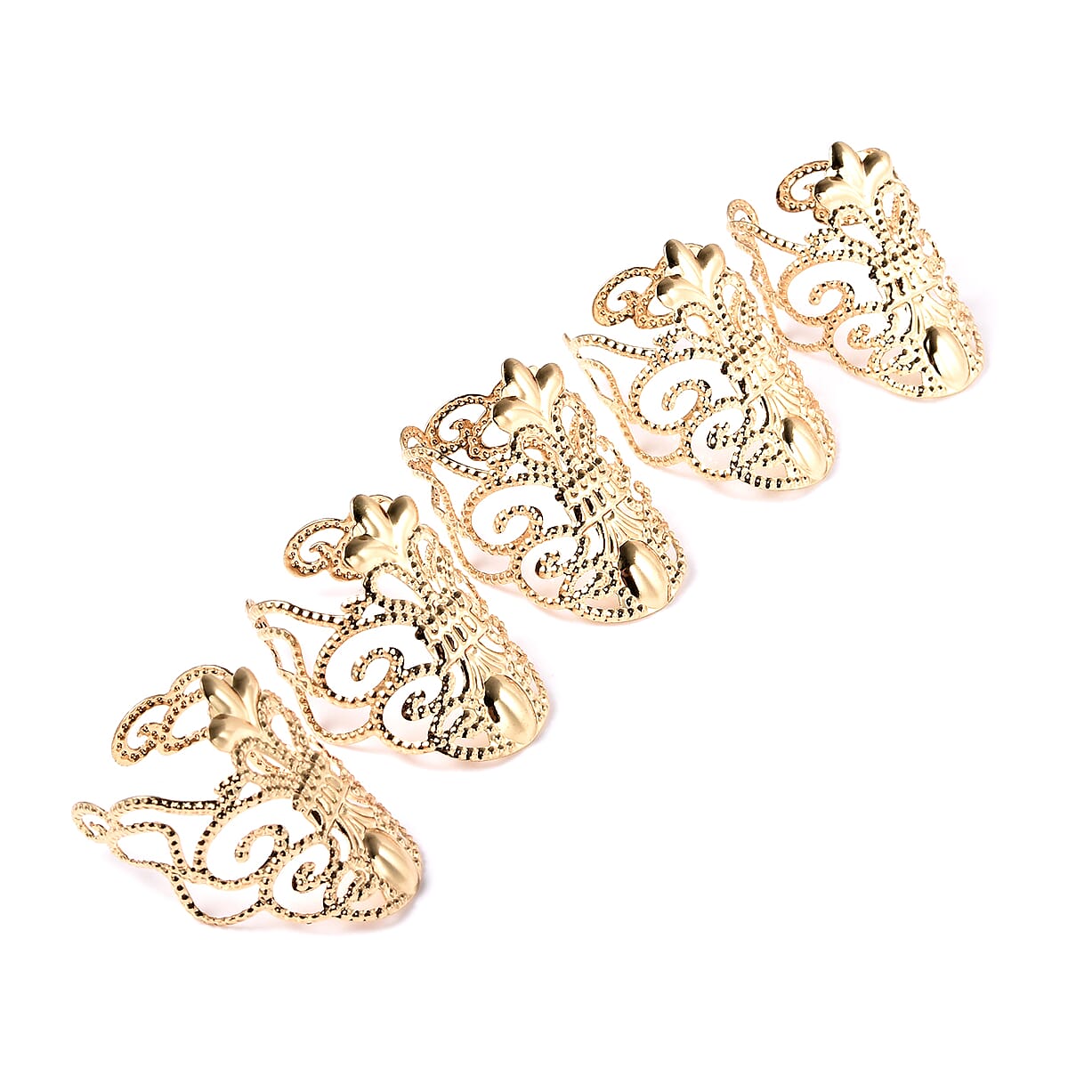 Set of 5 Goldtone Dragon Claw Nail Armor image number 2