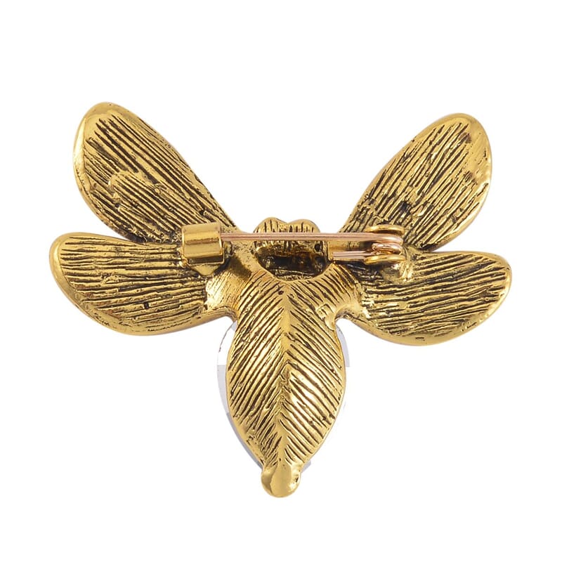 Set of 2 Multi Color Austrian Crystal Bee & Fly Brooch in Goldtone