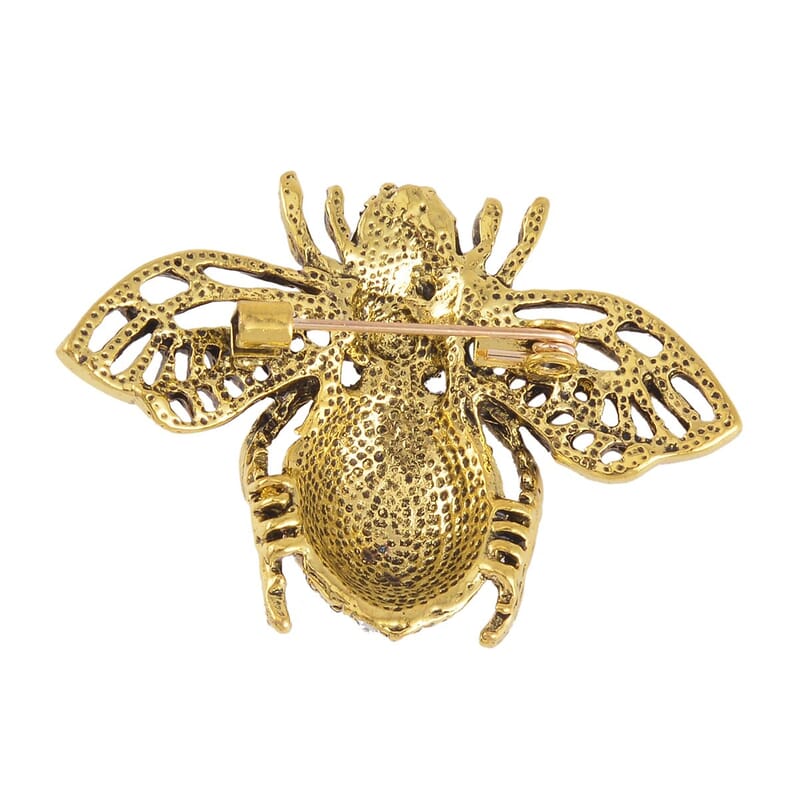 Set of 2 Multi Color Austrian Crystal Bee & Fly Brooch in Goldtone