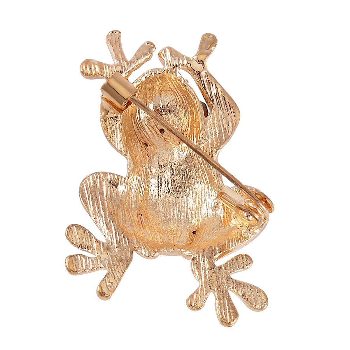 Set of 2 Multi Color Austrian Crystal Ladybug & Frog Brooch in Goldtone