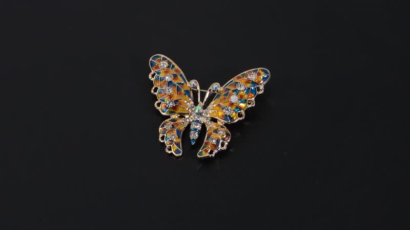 Set of 2 Multi Color Austrian Crystal Bee & Fly Brooch in Goldtone