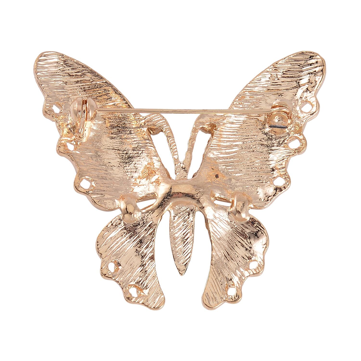 Set of 2 Multi Austrian Crystal, Simulated Blue Diamond Enameled Butterfly & Dragonfly Brooch in Dualtone