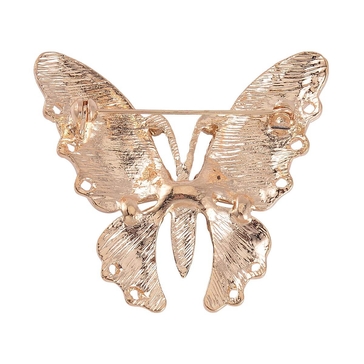 Set of 2 Multi Austrian Crystal, Simulated Blue Diamond Enameled Butterfly & Dragonfly Brooch in Dualtone image number 4