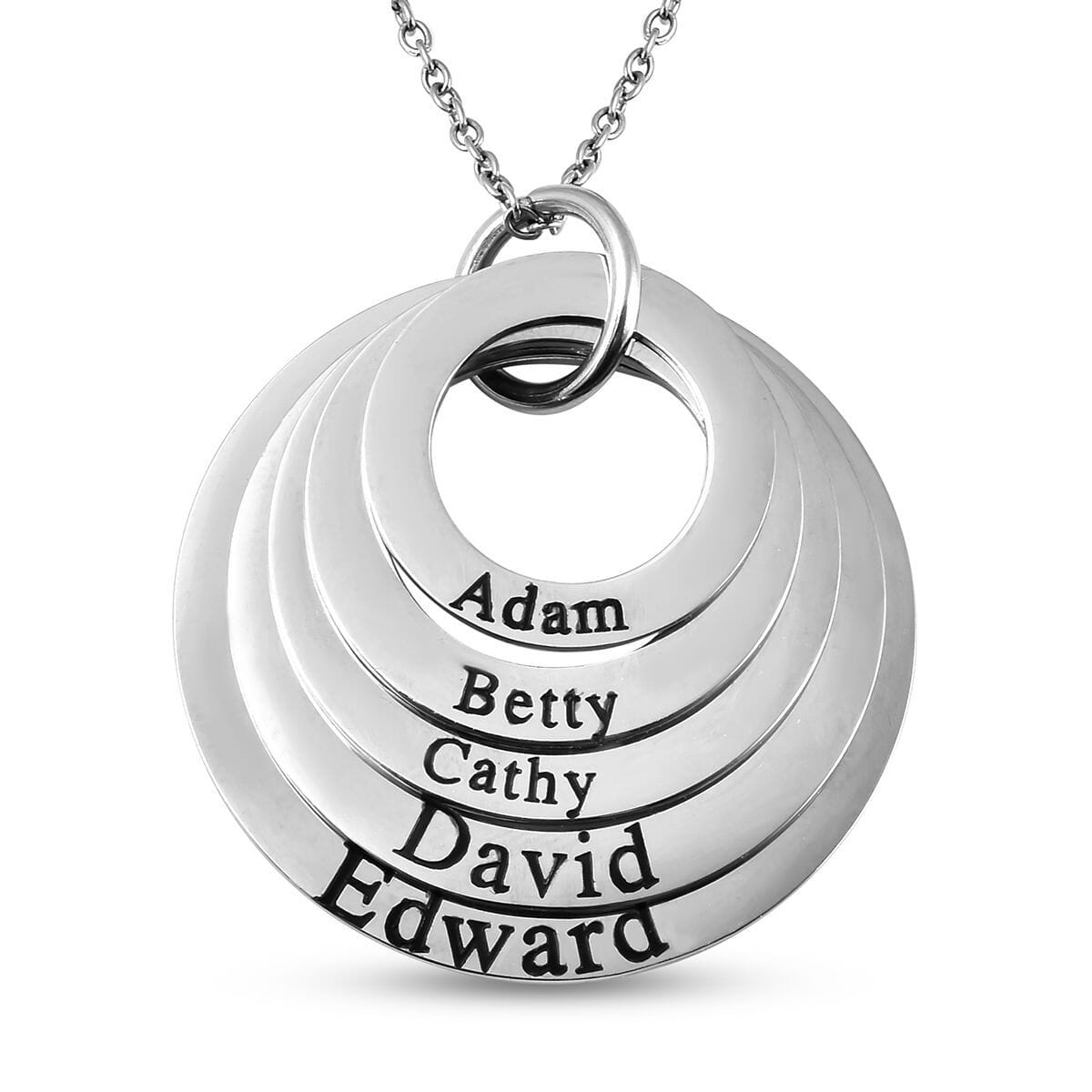 5 Circle Pendant Necklace (20 Inches) in Stainless Steel image number 0