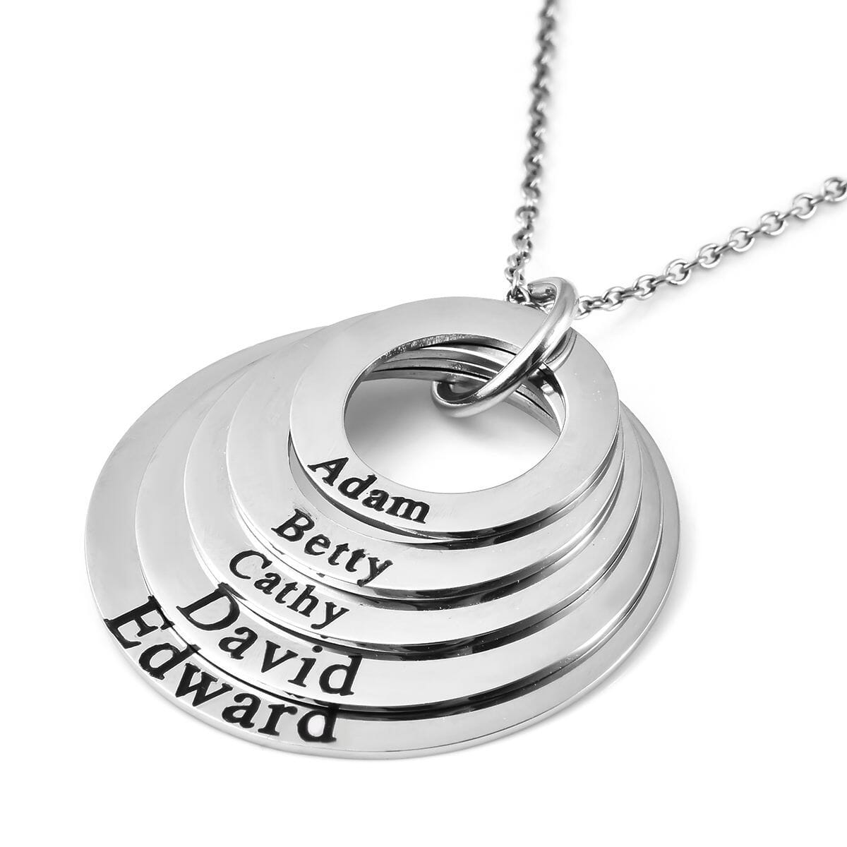 5 Circle Pendant Necklace (20 Inches) in Stainless Steel image number 3