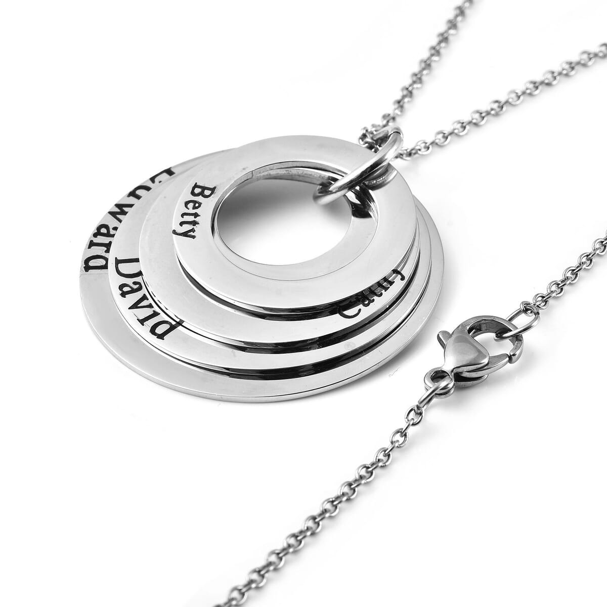 5 Circle Pendant Necklace (20 Inches) in Stainless Steel image number 4