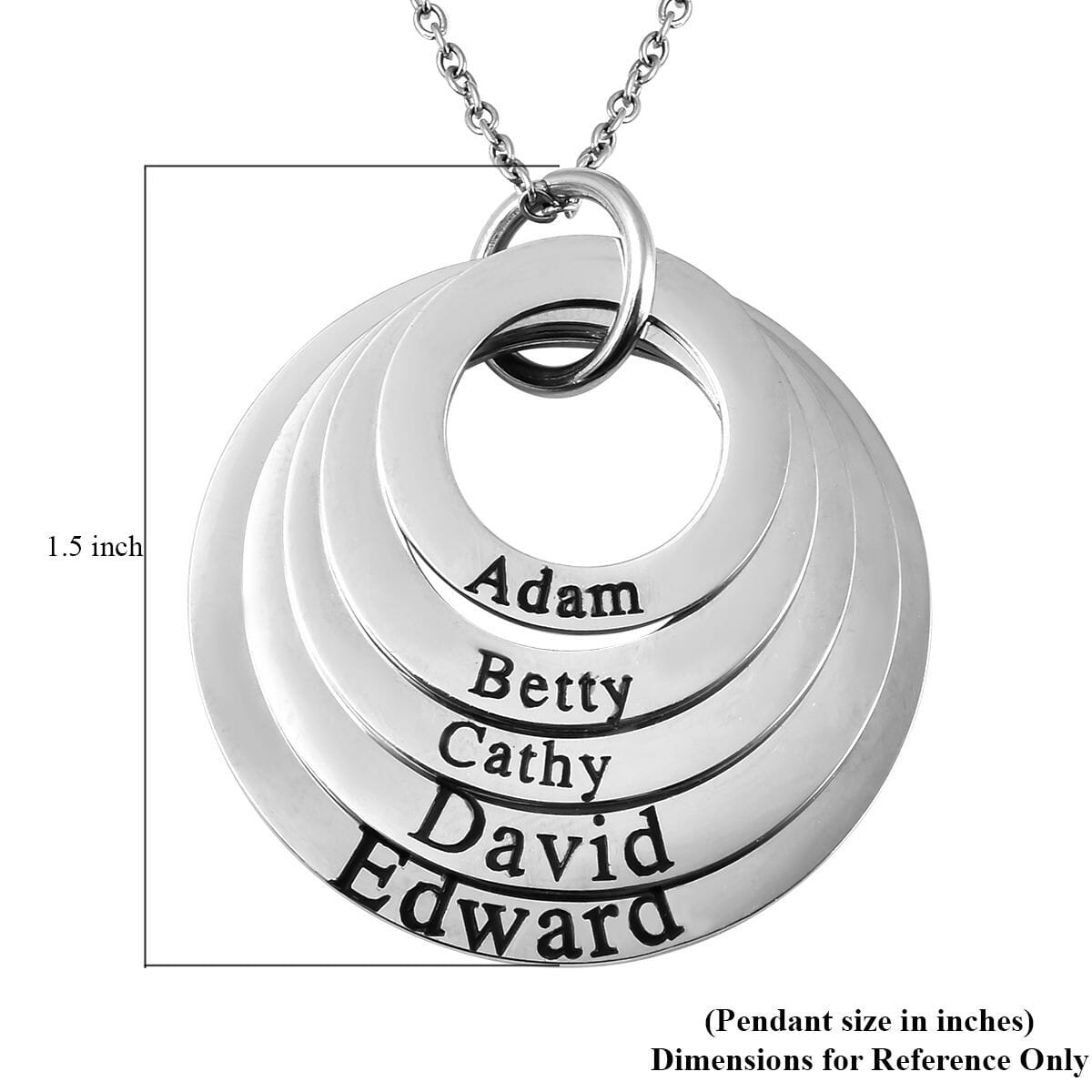 5 Circle Pendant Necklace (20 Inches) in Stainless Steel image number 5