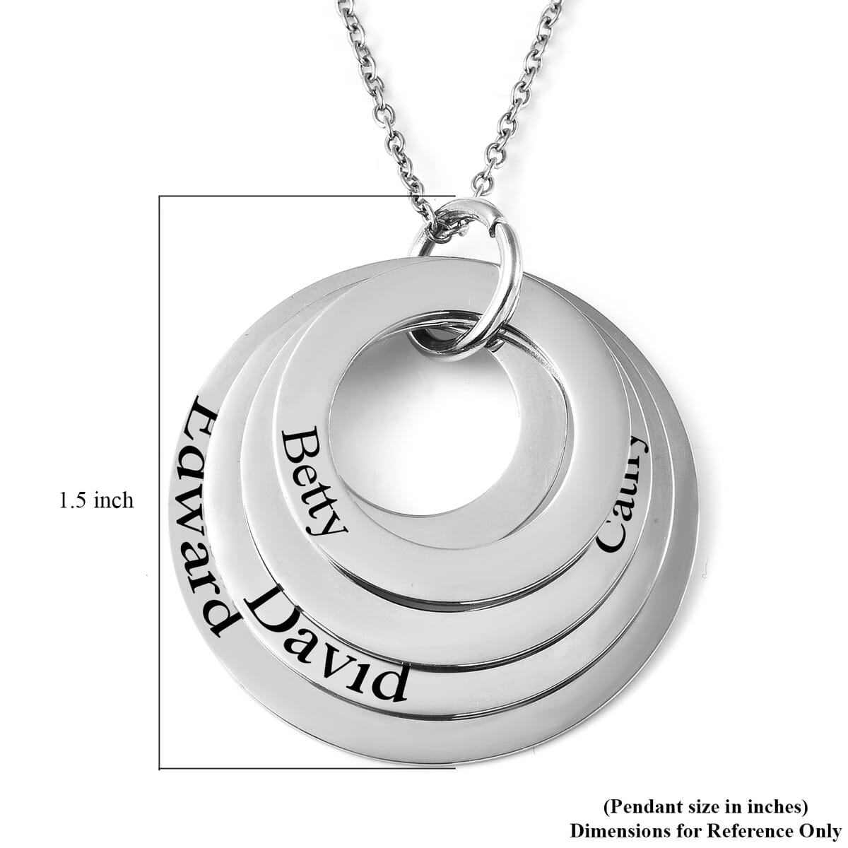 5 Circle Pendant Necklace (20 Inches) in Stainless Steel image number 6