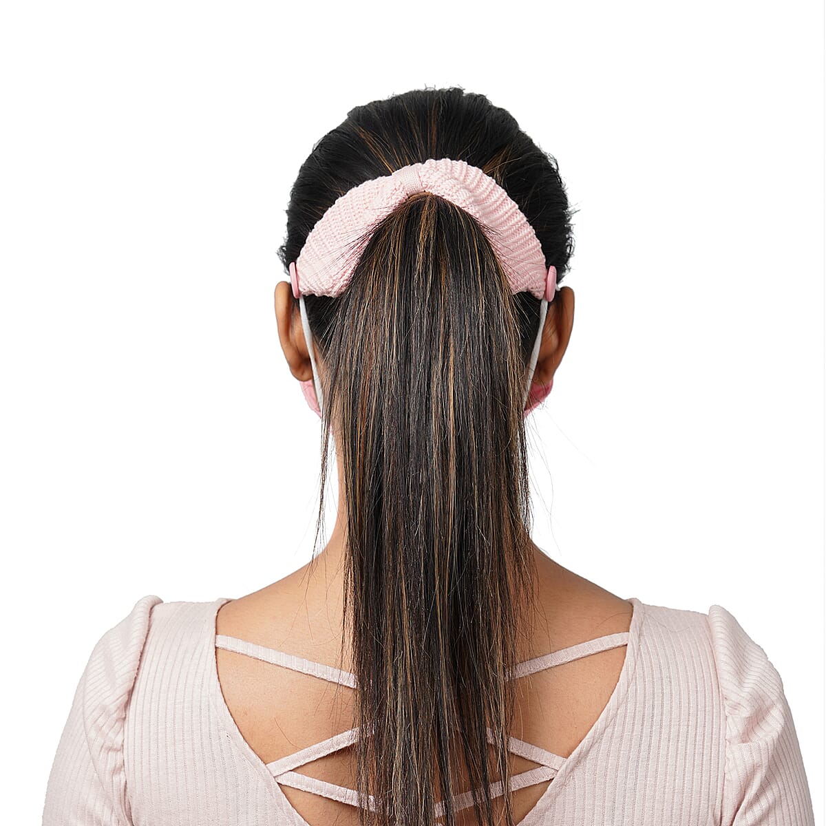 Magenta Pink 100% Cotton Double Layer Face Mask and Knitted Bow As Extender (6x2) image number 4