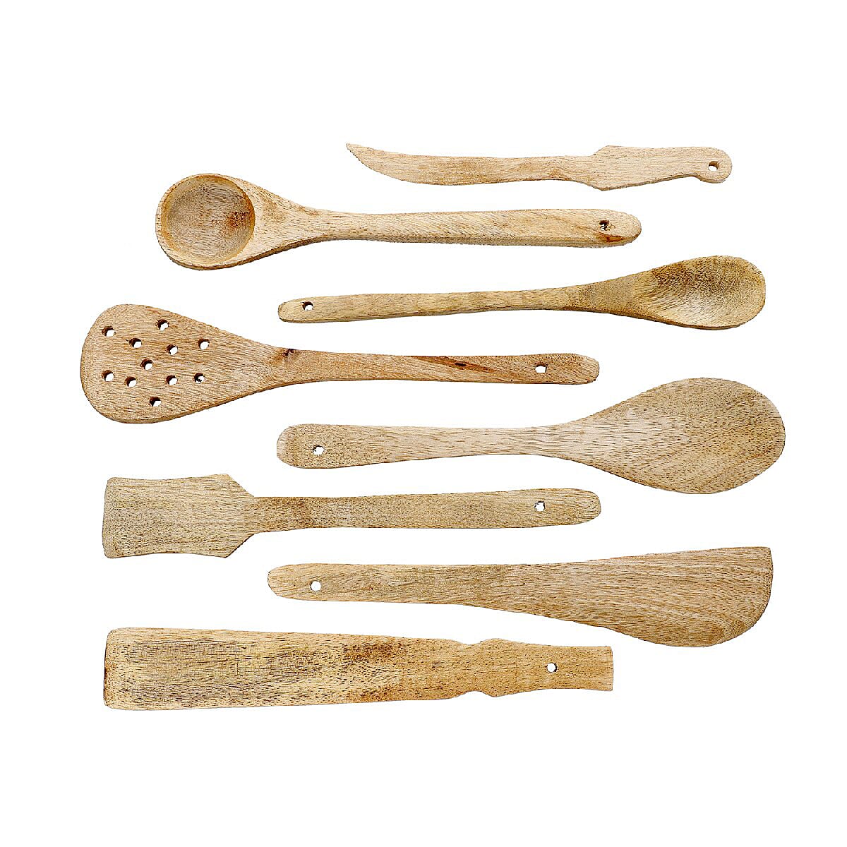 Set of 8 Pc Non Stick Spatulas & Ladles Wooden Spoon with Felt Pouch image number 3