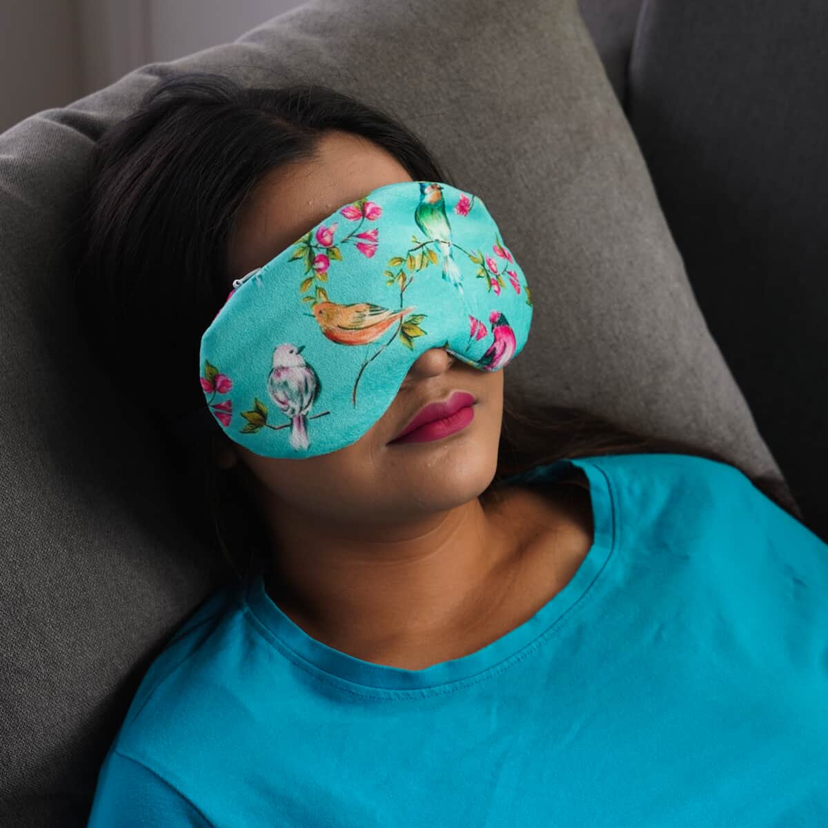 Multi Color Printed Cotton, Shungite Weighted Reusable Eye Mask (L8xW3) with Shungite Gel Sleeve and Adjustable Strap image number 1