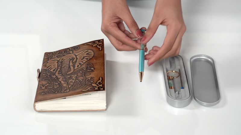 Genuine Leather Hand Embossed Paper Diary Elephant, Pen with Extra Refill