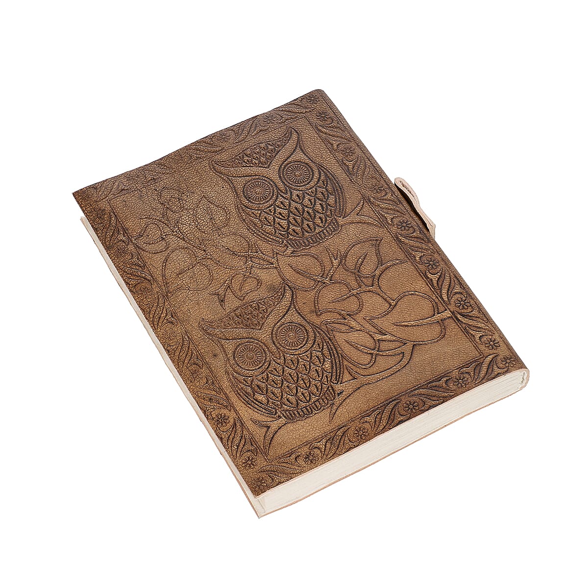 Hand Embossed Owl Genuine Leather Diary with Handmade Papers & Fire Opal filled Ball Pen with Extra Refill , Stationery Set , Unique Corporate Gifts , Personalized Stationery Sets , Gift Item image number 3