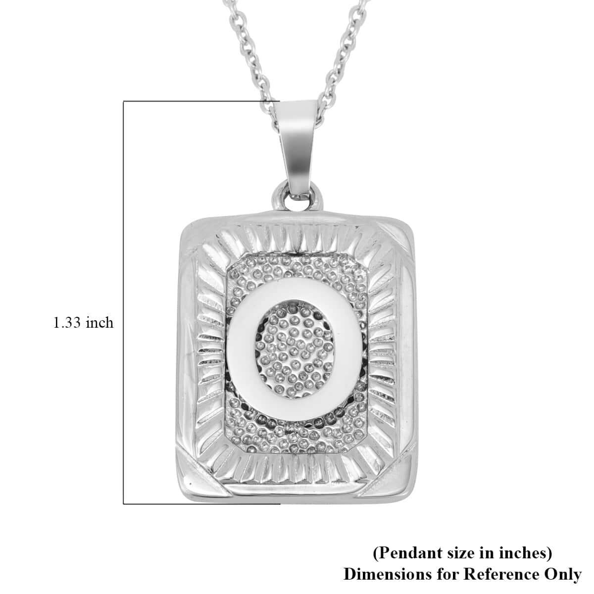 Dog Tag Style O Initial Pendant Necklace 22 Inches in Stainless Steel image number 4