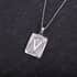 Dog Tag Style V Initial Pendant Necklace 22 Inches in Stainless Steel image number 1
