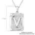 Dog Tag Style V Initial Pendant Necklace 22 Inches in Stainless Steel image number 4