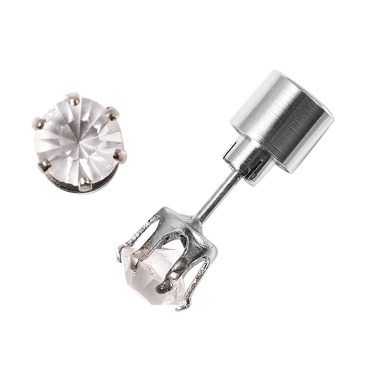 Set of 2 Austrian Crystal Stud Earrings with Yellow and Multi Color LED Light in Silvertone image number 4