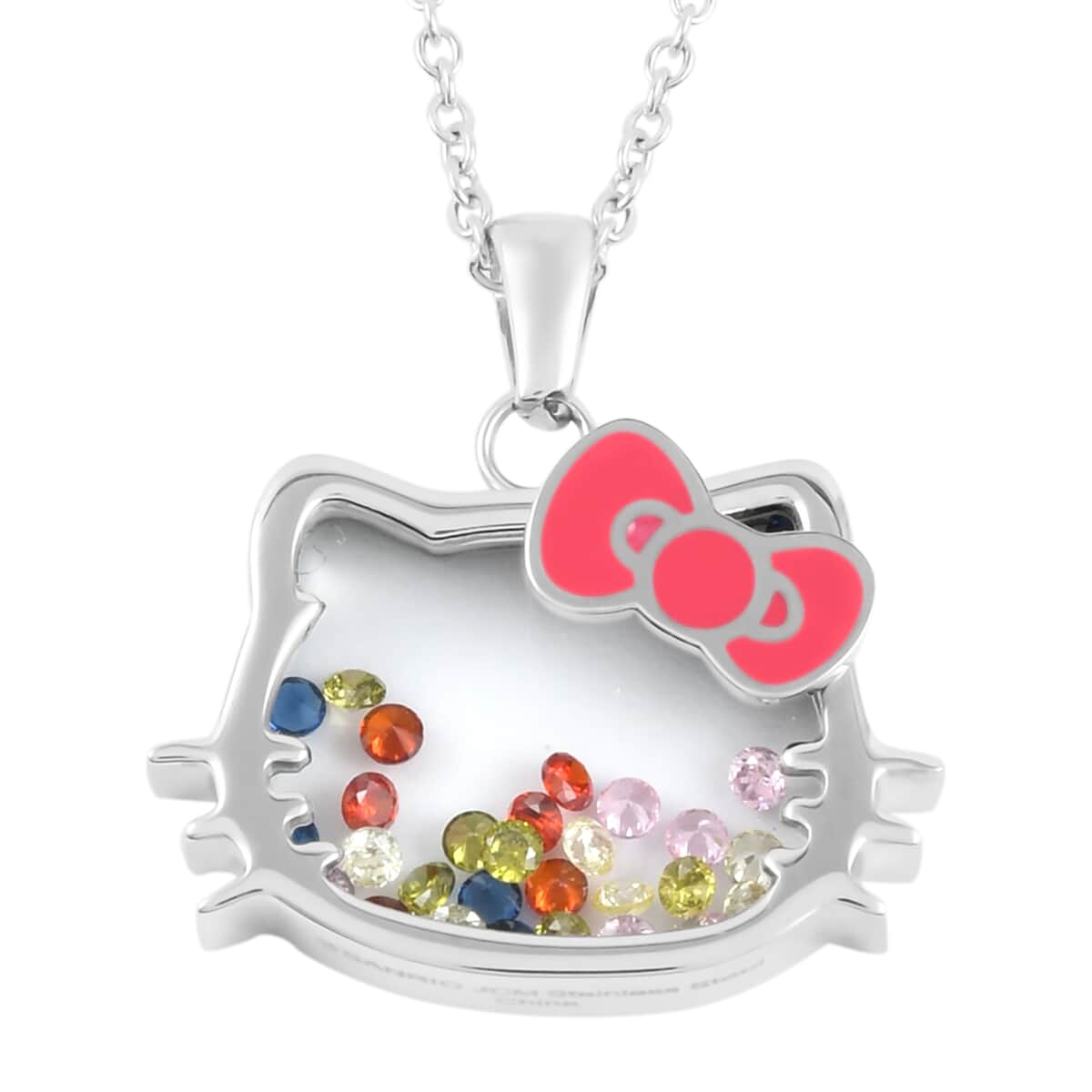 Hello Kitty Austrian Crystal Pendant Necklace 18-20 Inches Stainless Steel image number 0