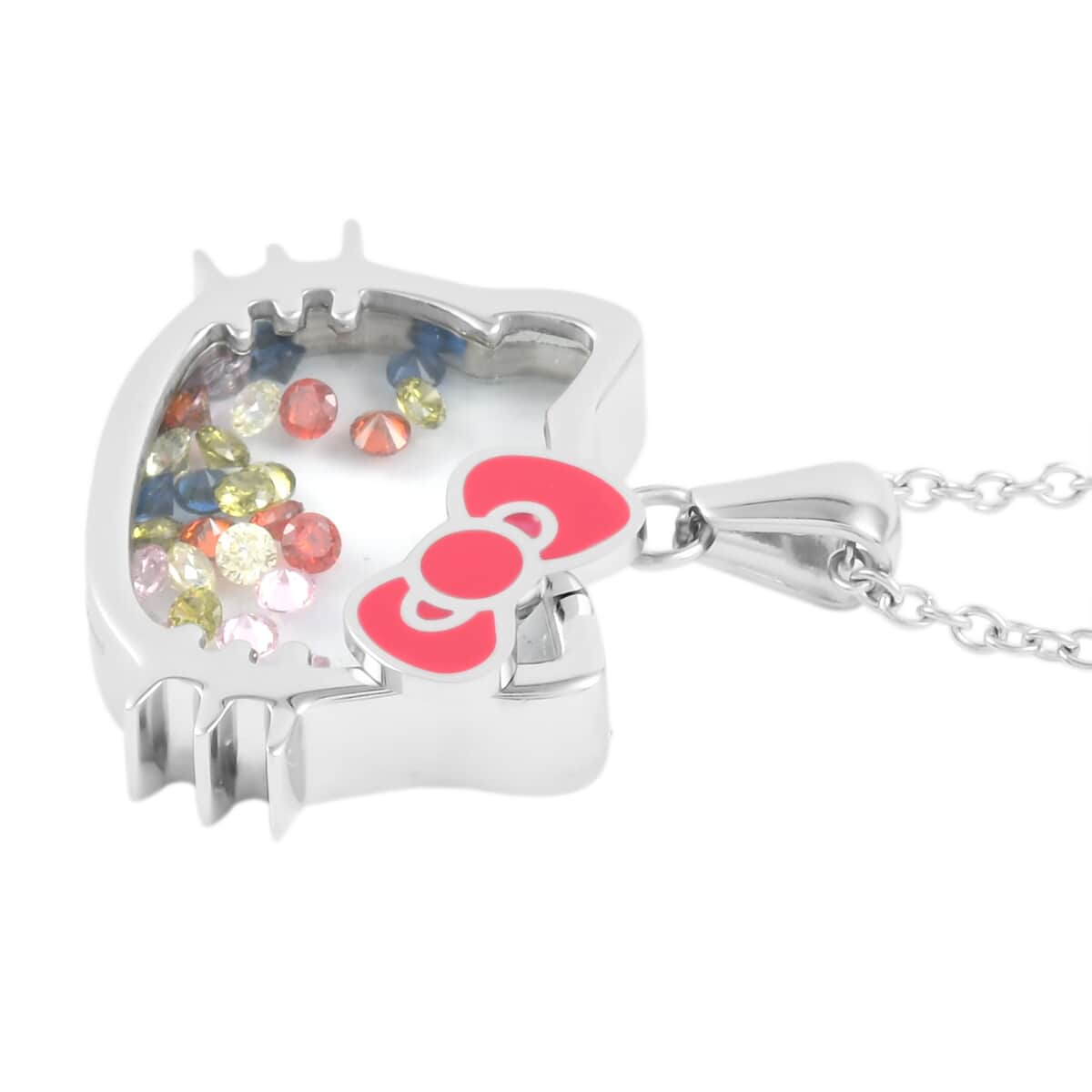 Hello Kitty Austrian Crystal Pendant Necklace 18-20 Inches Stainless Steel image number 2