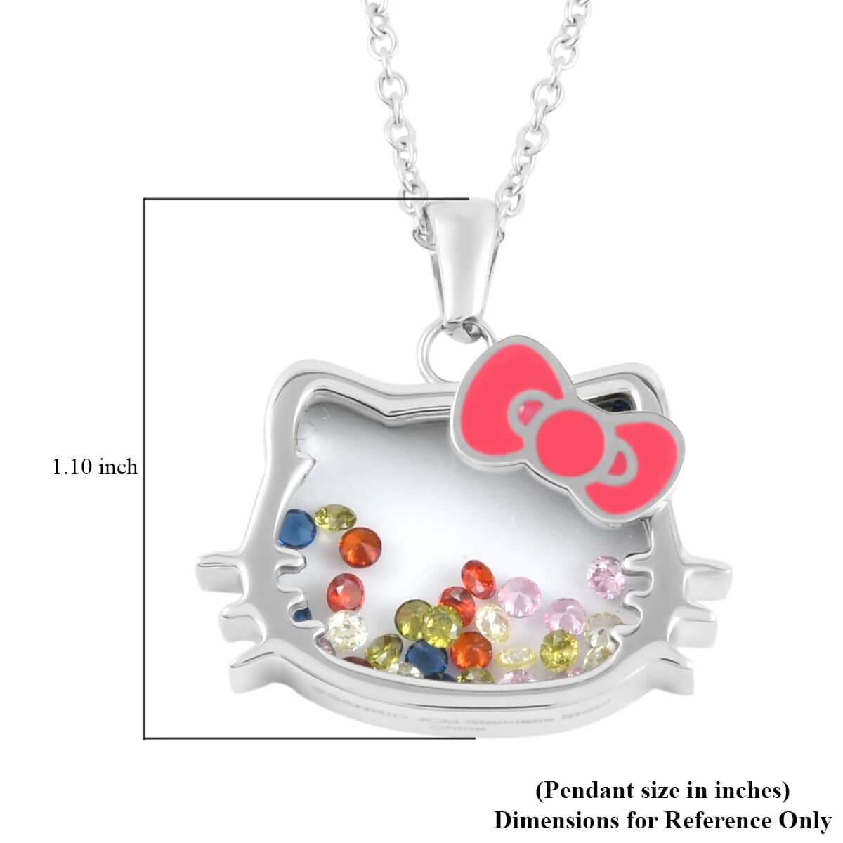 Hello Kitty Austrian Crystal Pendant Necklace 18-20 Inch Stainless Steel image number 4