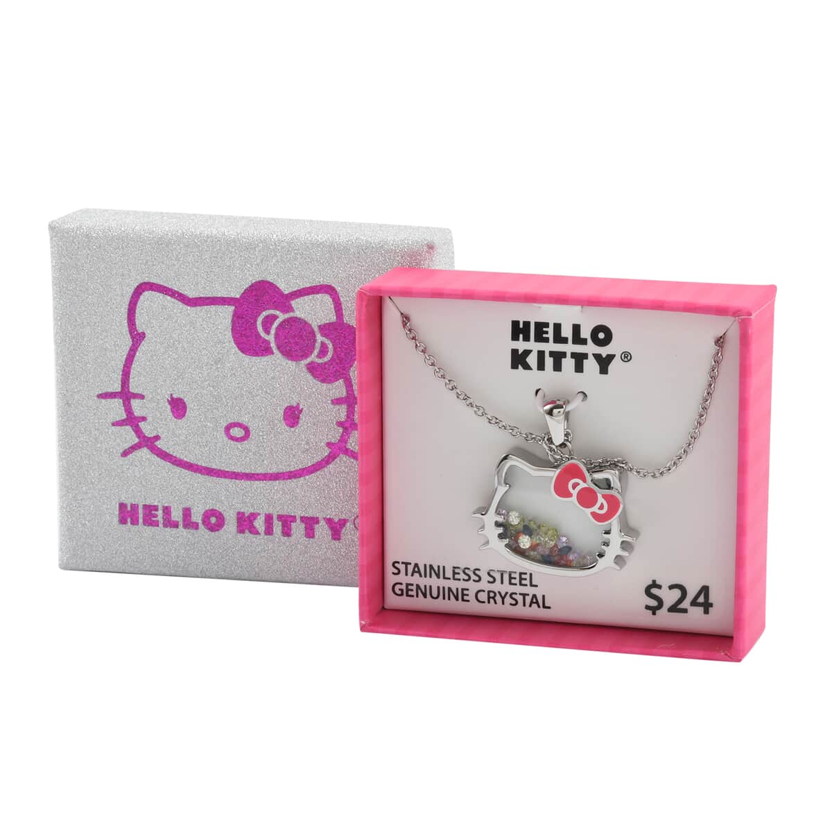 Hello Kitty Austrian Crystal Pendant Necklace 18-20 Inches Stainless Steel image number 5
