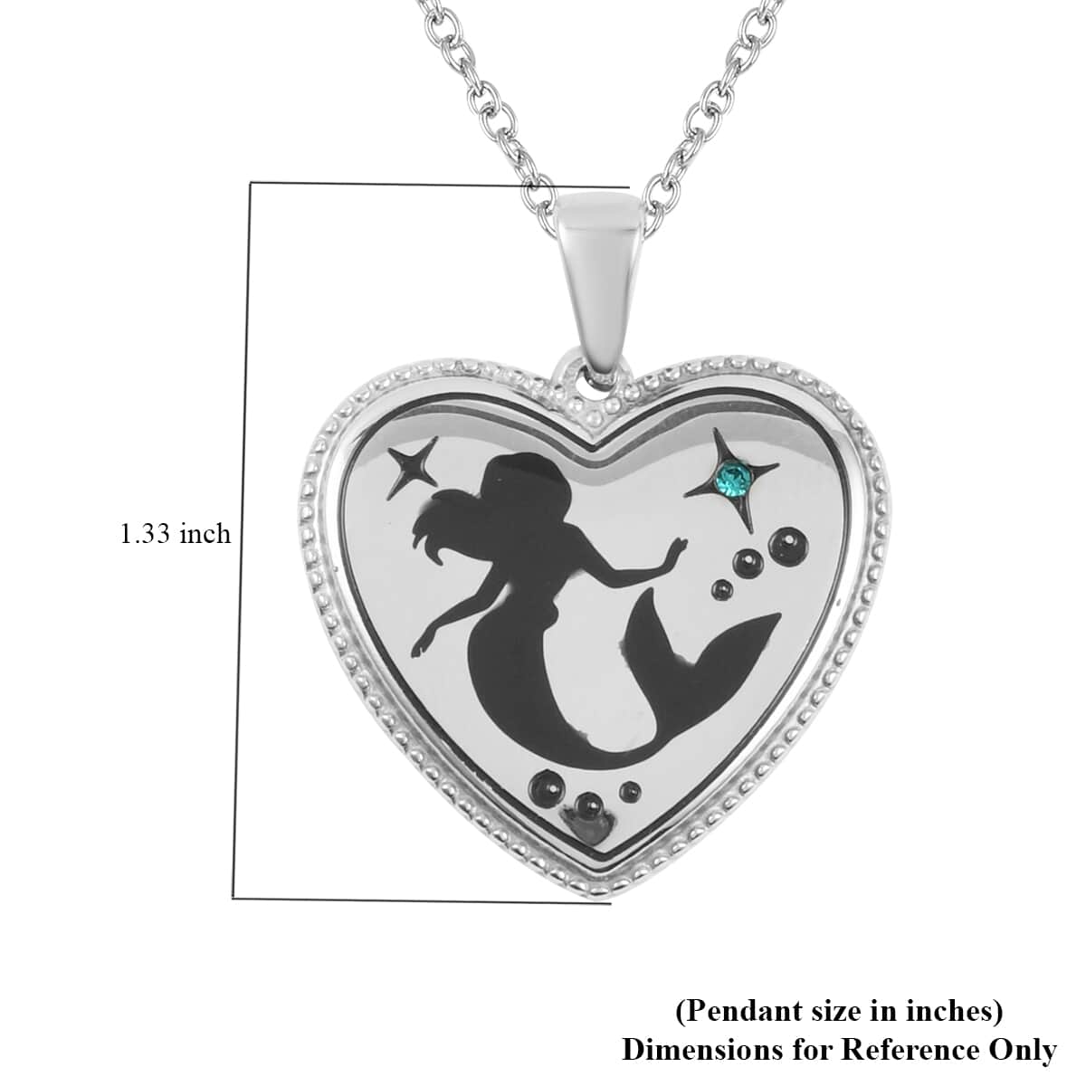 Disney Austrian Crystal Little Mermaid Black Silhouette Heart Pendant Necklace 18-20 Inches in Stainless Steel image number 5