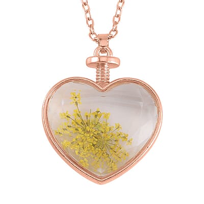 Yellow Tiger's Eye and Glass 2.50 ctw Set of 2 Nature and Earth Pendant Necklace in Rosetone 24 Inches