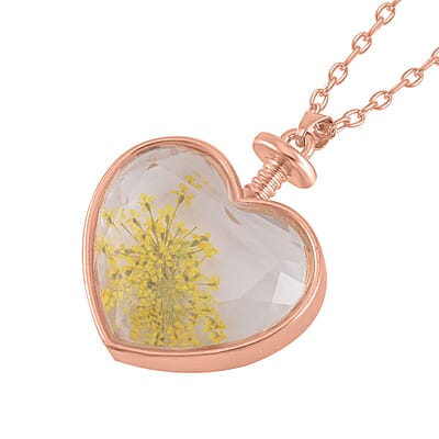 Yellow Tiger's Eye and Glass 2.50 ctw Set of 2 Nature and Earth Pendant Necklace in Rosetone 24 Inches