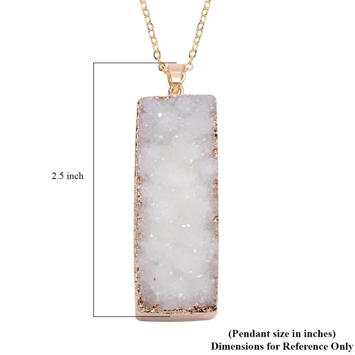 White Drusy Quartz Pendant in Goldtone with ION Plated YG Stainless Steel Necklace 24 Inches image number 3