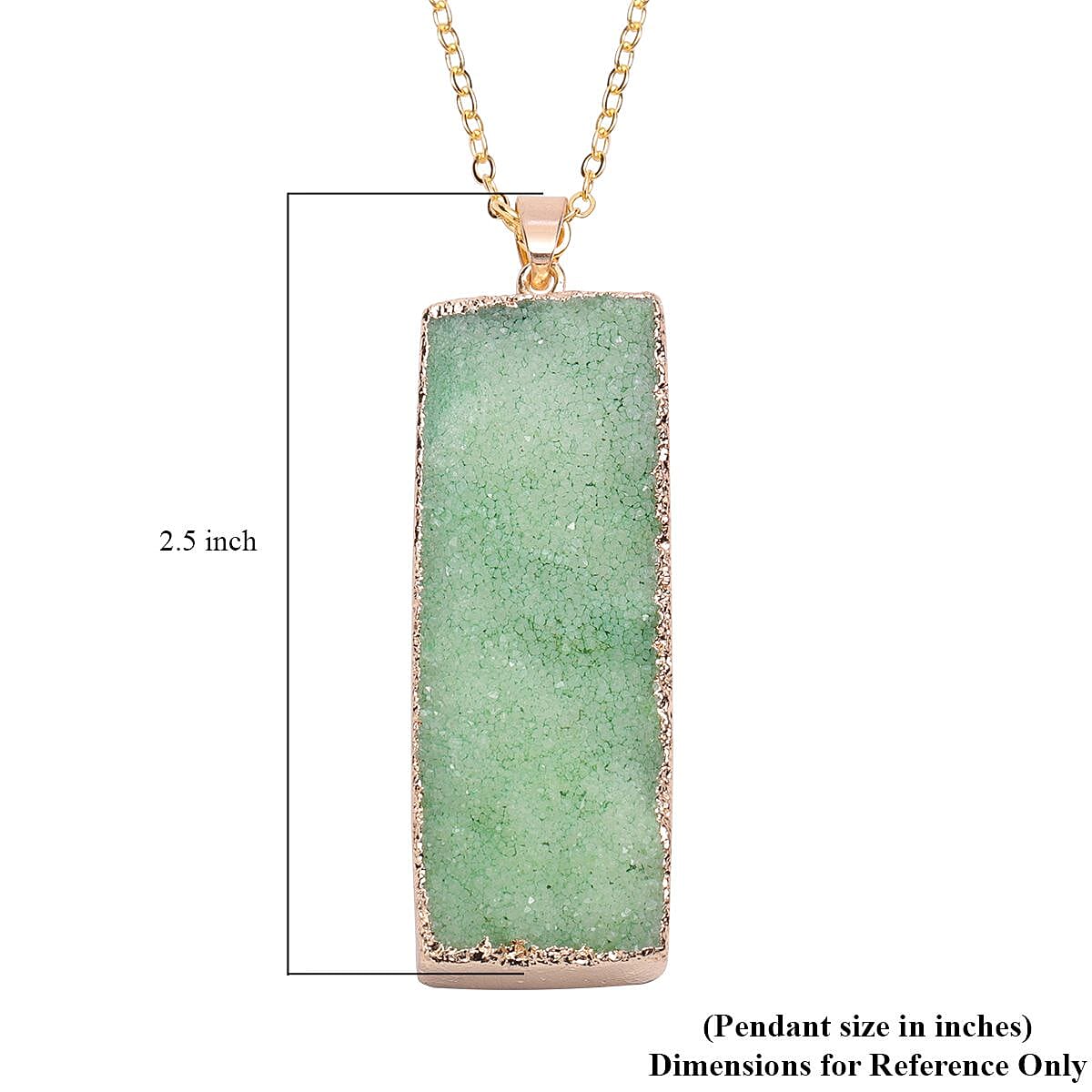 Green Drusy Quartz Pendant in Goldtone with ION Plated YG Stainless Steel Necklace 24 Inches image number 3