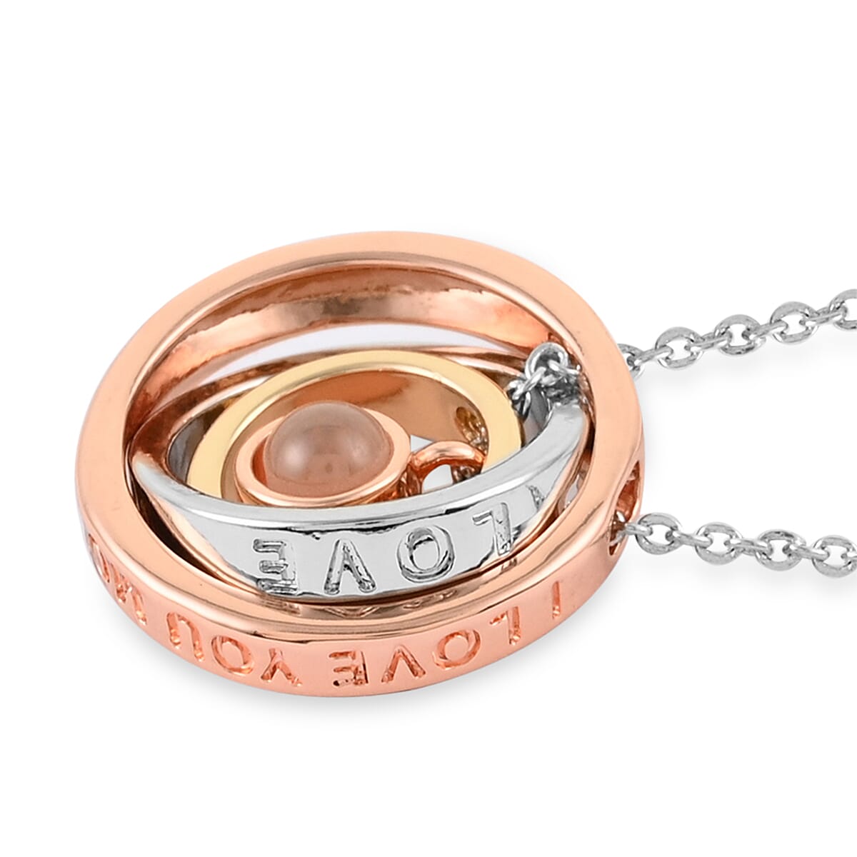 Hidden Message of I Love Mom on Magnifying Glass, Simulated Diamond Set of 5 Personalized Pendants with Necklace in Dualtone 20 Inches image number 2