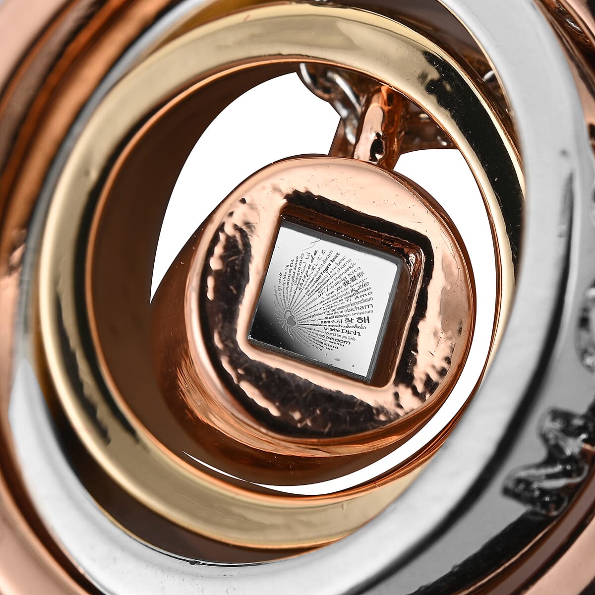 Hidden Message of I Love Mom on Magnifying Glass, Simulated Diamond Set of 5 Personalized Pendants with Necklace in Dualtone 20 Inches image number 3