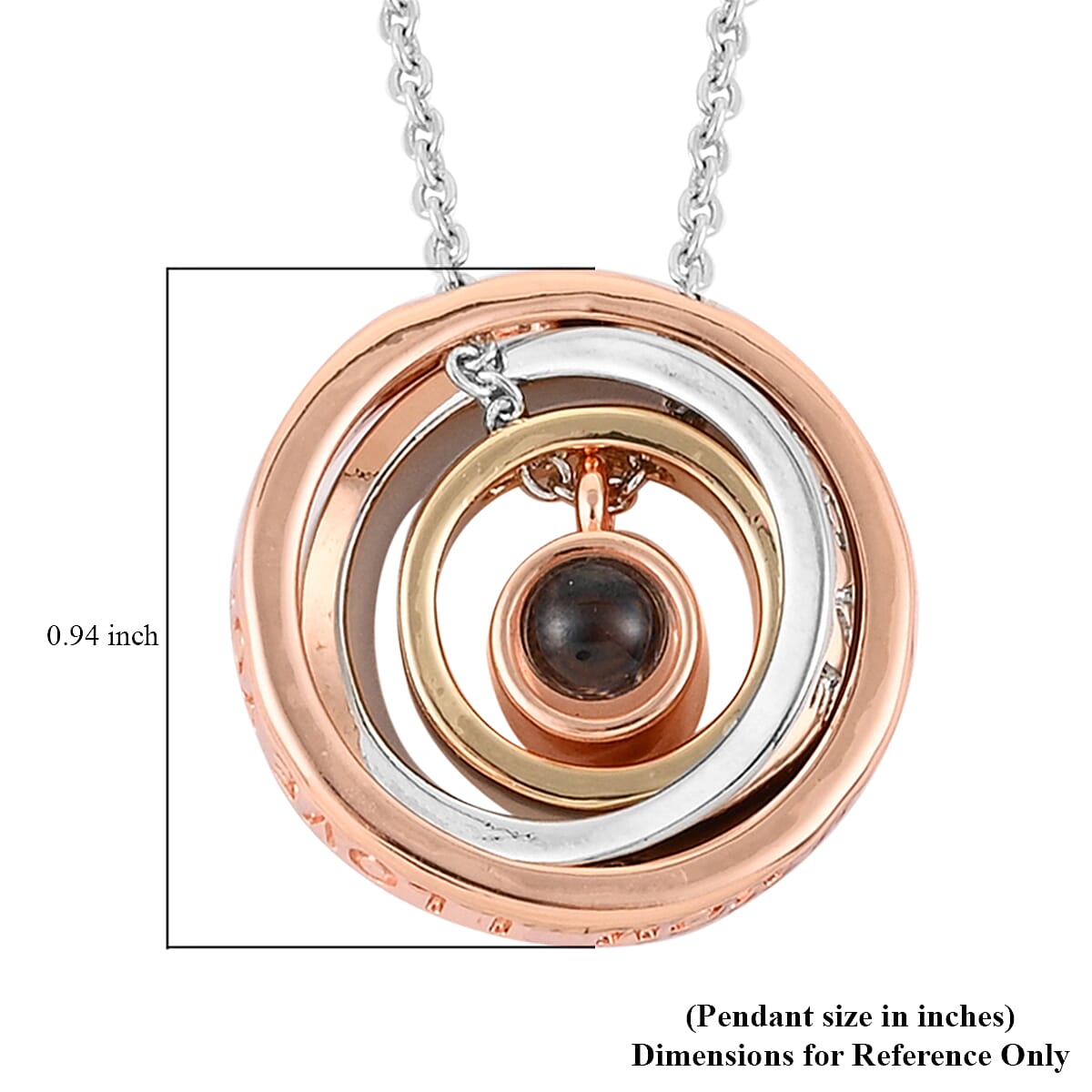 Hidden Message of I Love Mom on Magnifying Glass, Simulated Diamond Set of 5 Personalized Pendants with Necklace in Dualtone 20 Inches image number 5