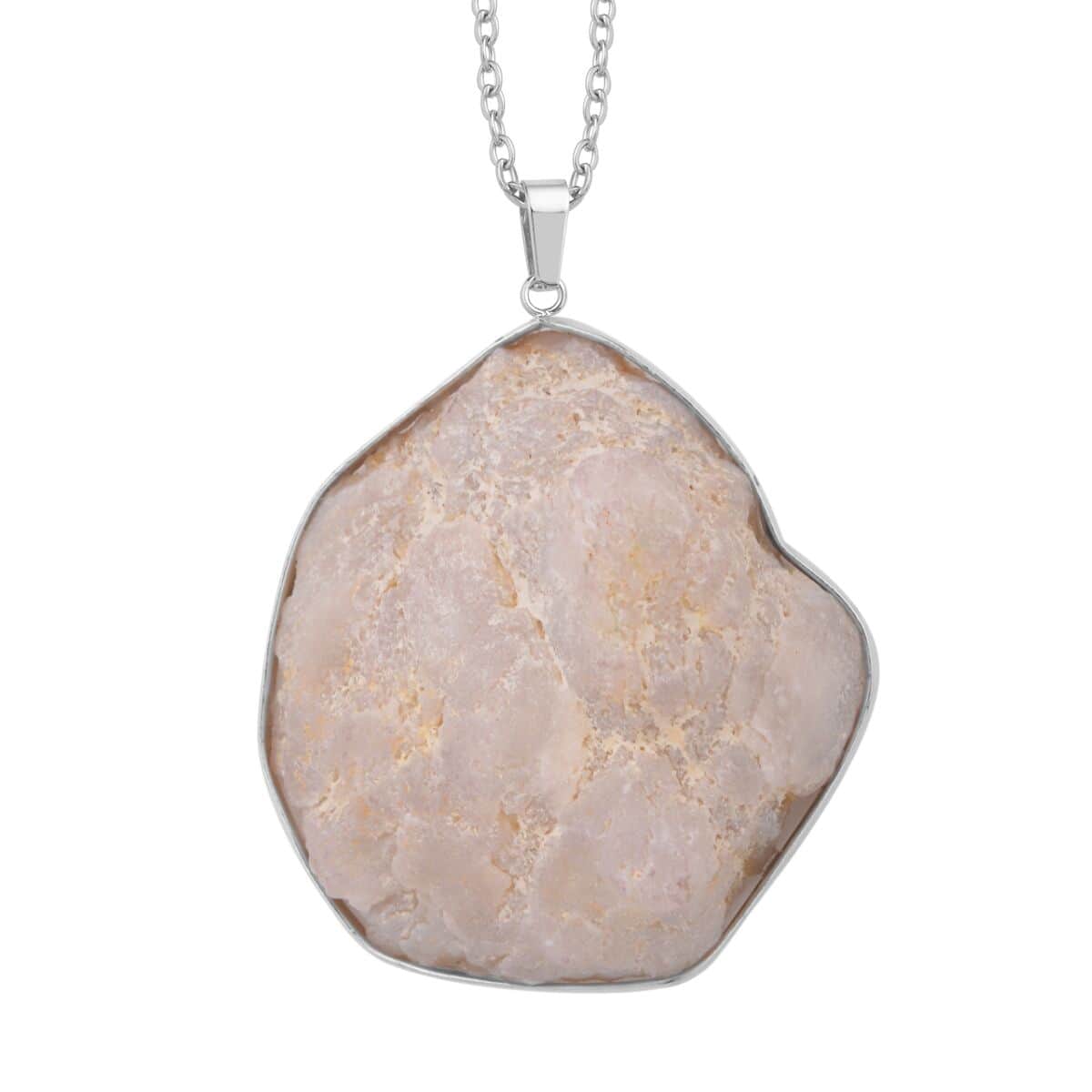 White Drusy Quartz Pendant in Silvertone with Stainless Steel Necklace 24 Inches image number 4