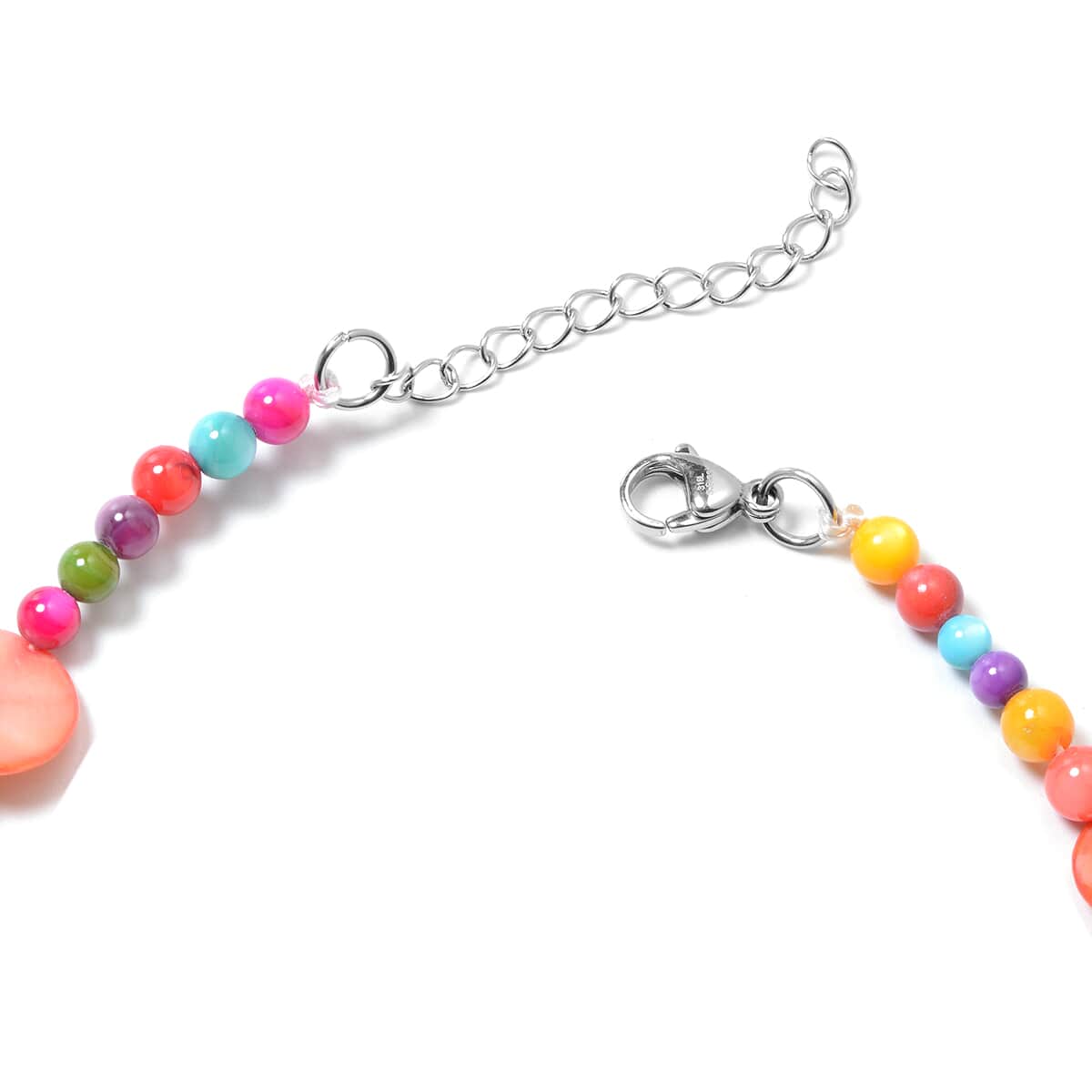 Set of 3 Multi Color Shell Pearl Stretch Bracelet and Fish Hook Earrings and Necklace 18-20 Inches in Stainless Steel image number 2