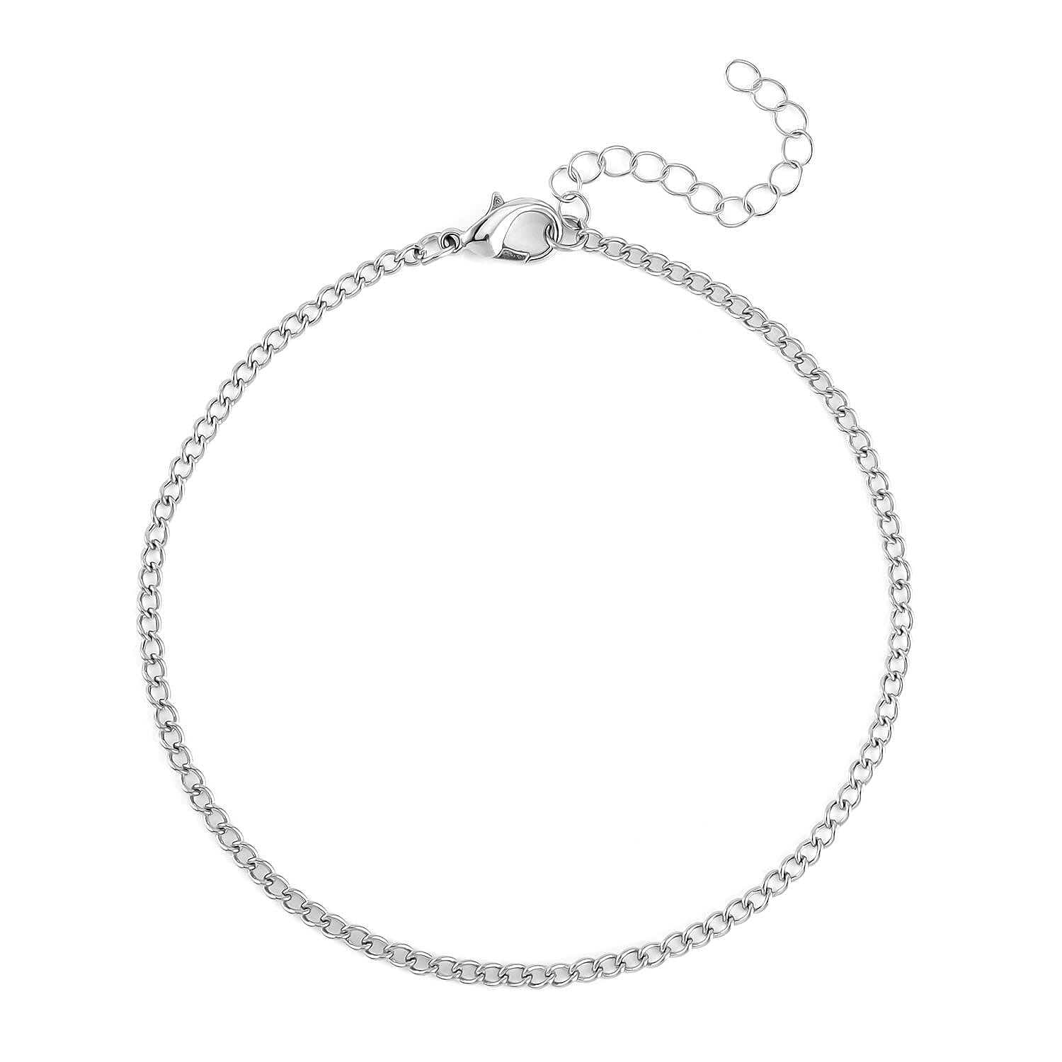 Blue Austrian Crystal, Enameled Set of 3 Charms Anklet in Silvertone 10-12 Inches