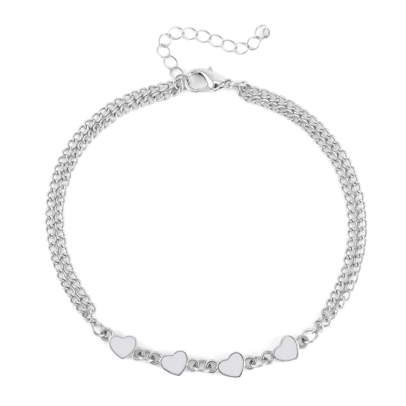 Austrian Crystal and Enameled Set of 3 Charms Anklet in Silvertone 10-12 Inches